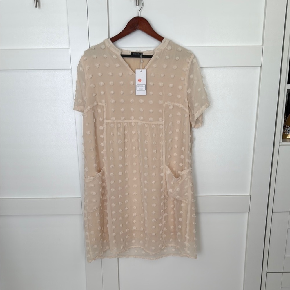 Elegant Cream Polka Dot Dress